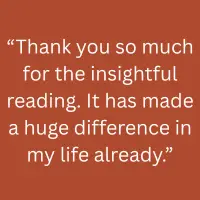 Client testimonial thanking Emily for an insightful reading that made a huge difference in their life.